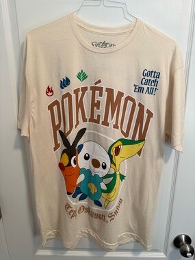 Pokémon Cream Starters Tee with Front and Back Design - Size XL